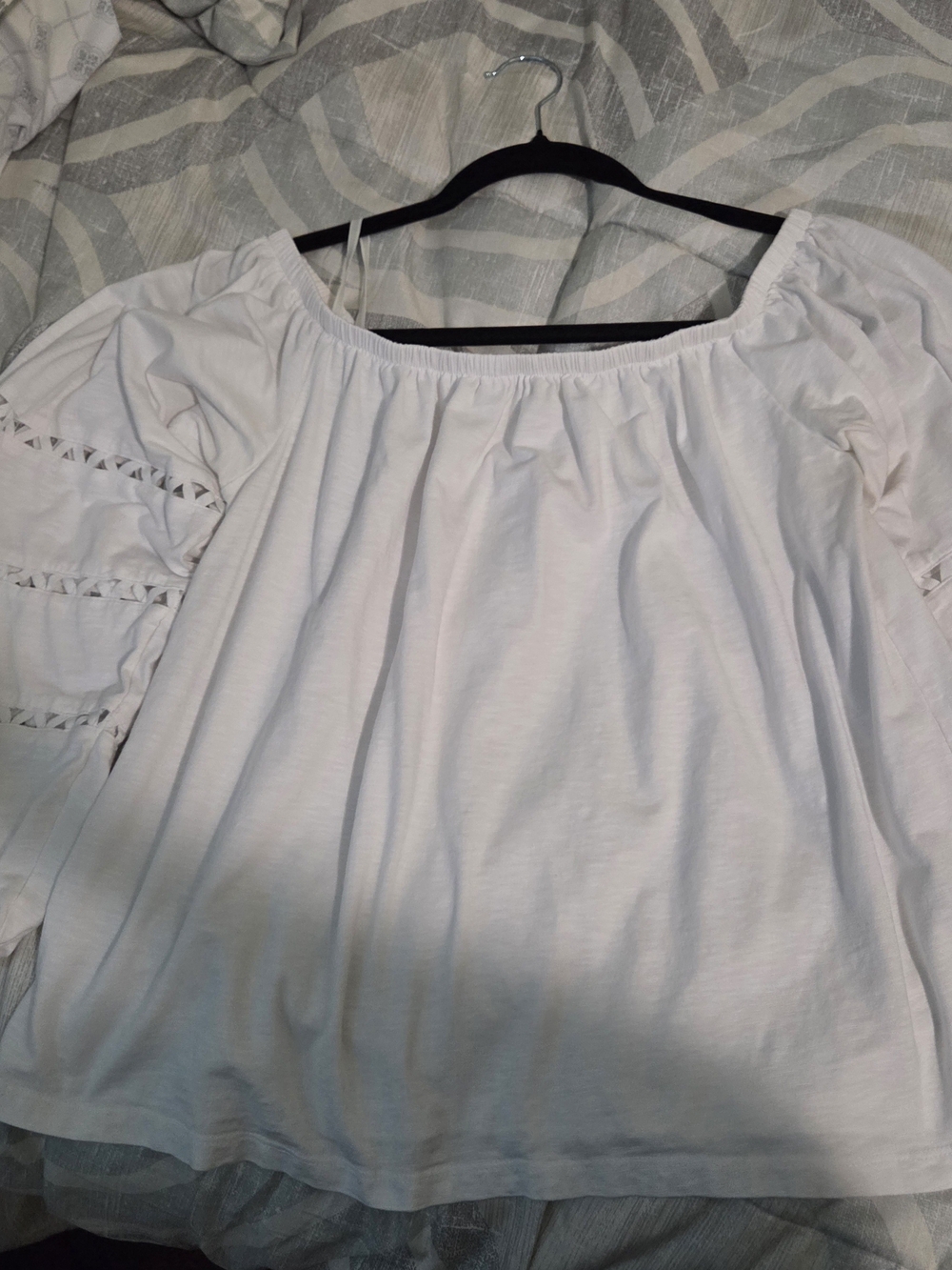 Lilly Pulitzer White Off-Shoulder Lace-Trim Puff Sleeve Top